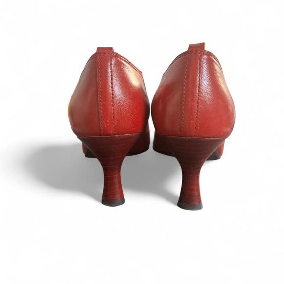 VINTAGE Y2K DONALD PLINER RED ZIPPER CHARM PUMPS HEELS SIZE 7. - Picture 6 of 8